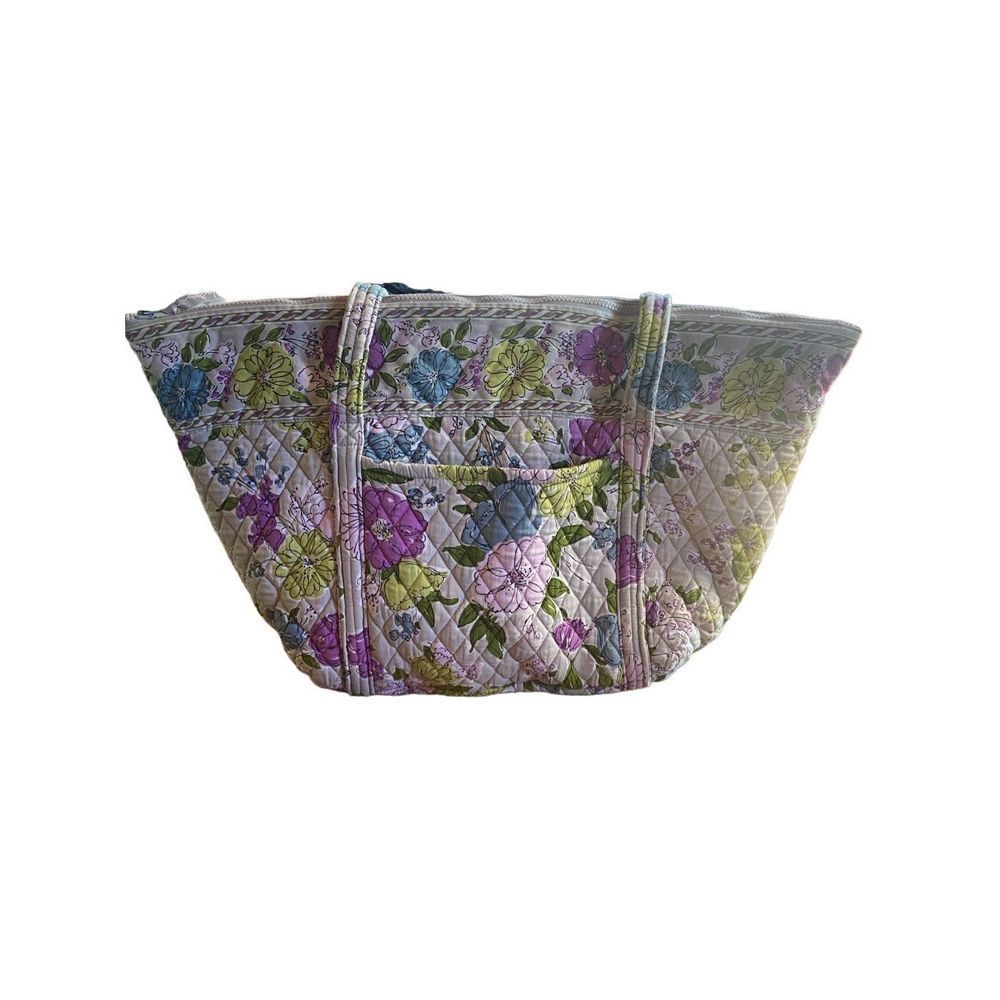 Vera Bradley Watercolor Gray Flower Print Large Purse/Tote